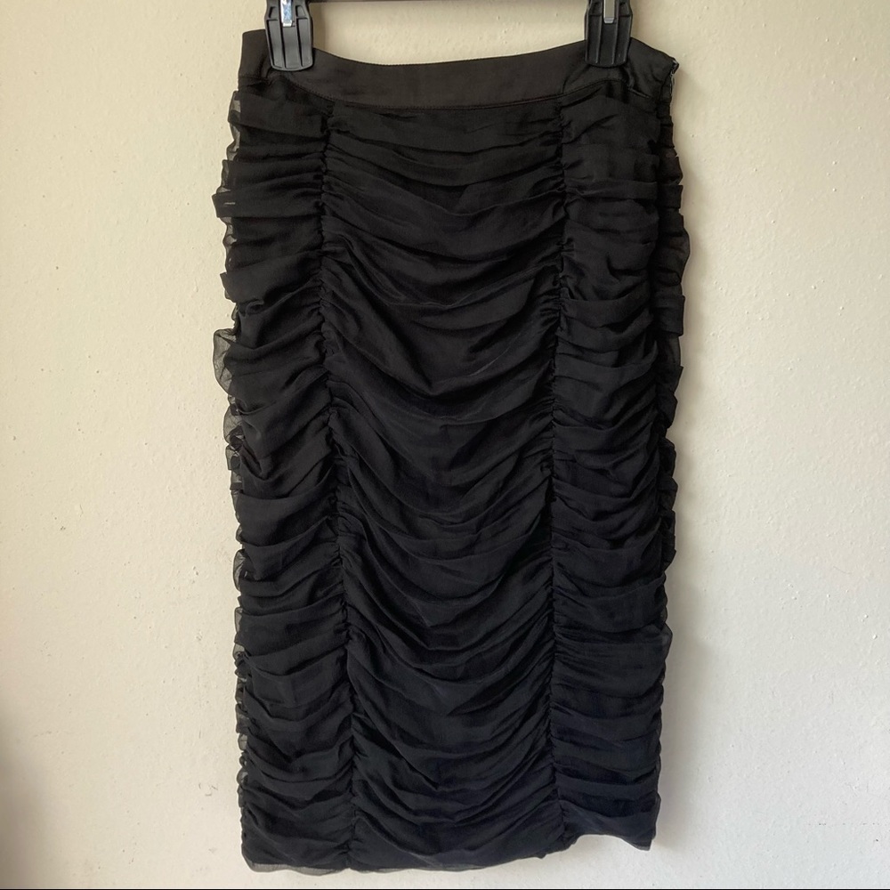 REHAB Black Ruched Pencil Skirt L